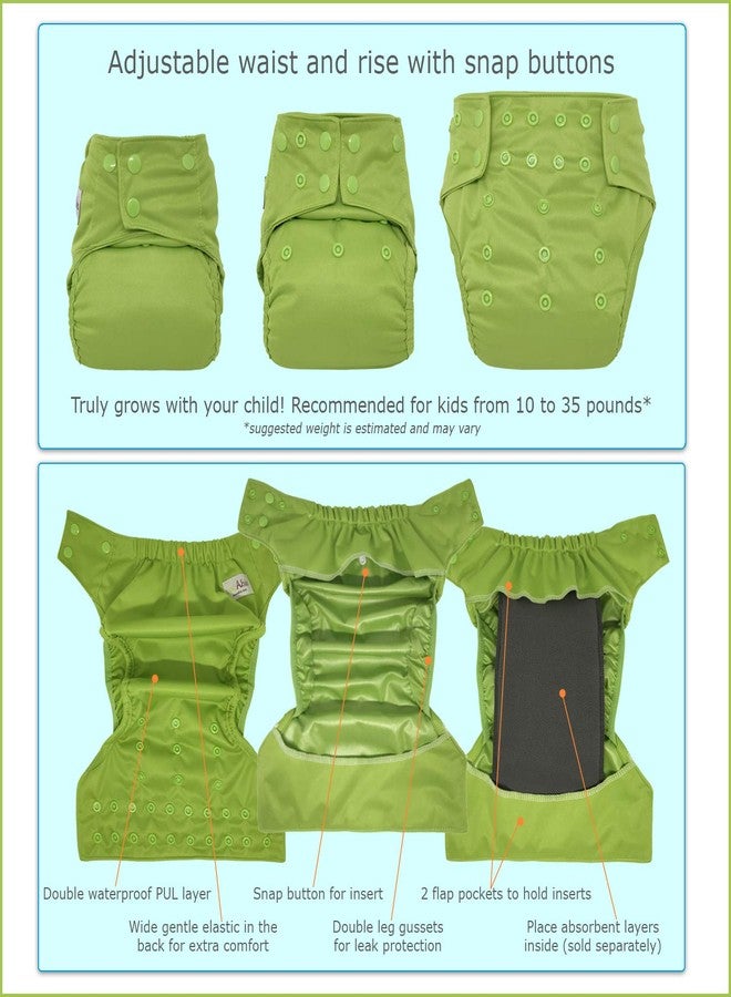 Ecoable Reusable Waterproof Diaper Cover Shell: for Baby Prefold Cloth Diapers, Flats, Fitted or Inserts (Clouds and Rainbows) - Image 3